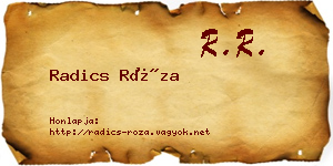 Radics Róza névjegykártya
